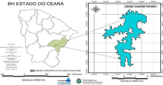 Figura 1- Localização do açude Joaquim Távora no Estado do Ceará (Fonte: COGERH, 2013)