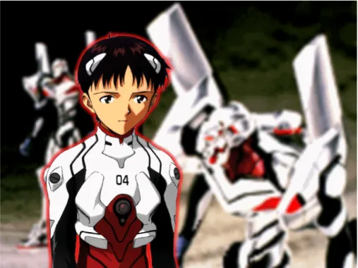 Fig.  1  -  Cena  de  Neo  Genesis  Evangelion.  Shinji  Ikari  com  olhar  distante  como  se  algo  o  preocupasse  intimamente
