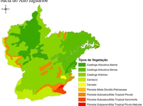 Figura  10  -  Caracterização  dos  tipos  de  vegetação  predominante  da  bacia do Alto Jaguaribe 