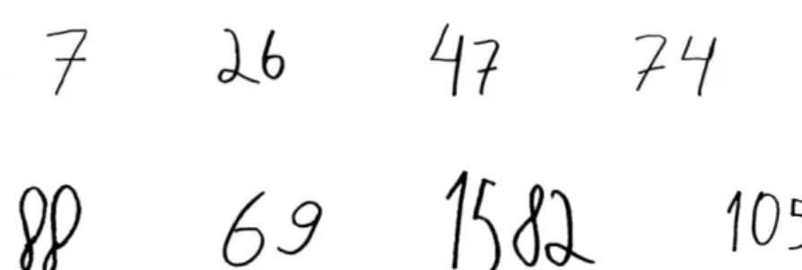 FIGURA 7 – Registro da escrita dos números da criança B  Fonte: Pesquisa da autora 