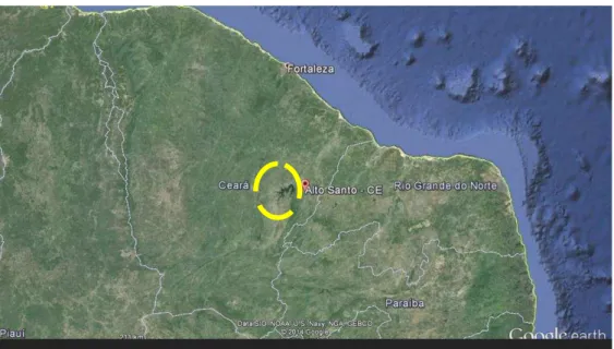 Fig. 1. Localização do reservatório Castanhão em Alto Santo, Ceará, Brasil. 