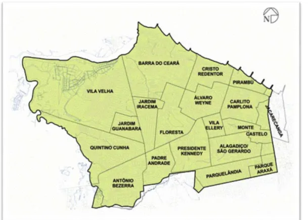 Figura 2: Mapa de localização do bairro Ellery na região Oeste de Fortaleza 