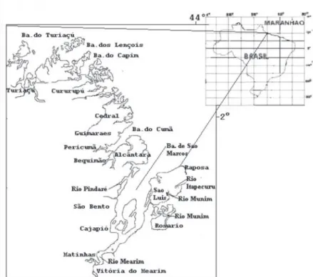 Figure 1 - Sampling area, comprising coastal and estuarine zones of the western  coast of Maranhão State.