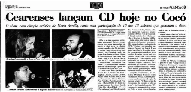 Figura 6: Lançamento do CD Compositores e Intérpretes Cearenses  - NUCIC