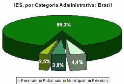 Gráfico - 5 Instituições de Ensino Brasileiras, por Categoria Administrativa: 
