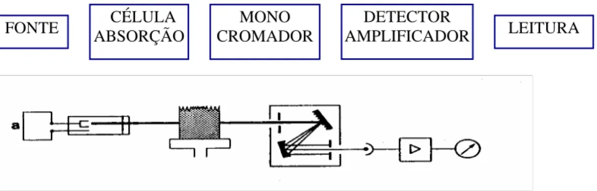 FIGURA  2-1: Esquema do processo de Espectrometria de Absorção Atômica, adaptado de (Welz, 1999 ).
