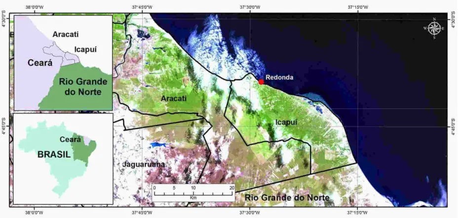 Figura 3 – Mapa de localização da Praia de Redonda- Icapuí - Ceará.