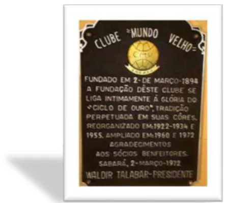 Figura 10 - Placa de Fundação do Clube Mundo Velho