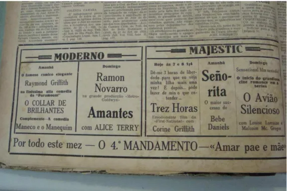 Figura 3  –  Anúncio de filmes com destaque para o quarto mandamento no fim da  página (FONTE: CORREIO DO CEARÁ, 01/04/1929)
