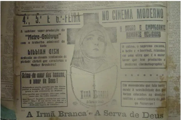 Figura 4  –  Anúncio do filme  A irmã branca  : primeira propaganda de filme publicado  pelo  O Nordeste  (FONTE O NORDESTE, 20/01/1926)