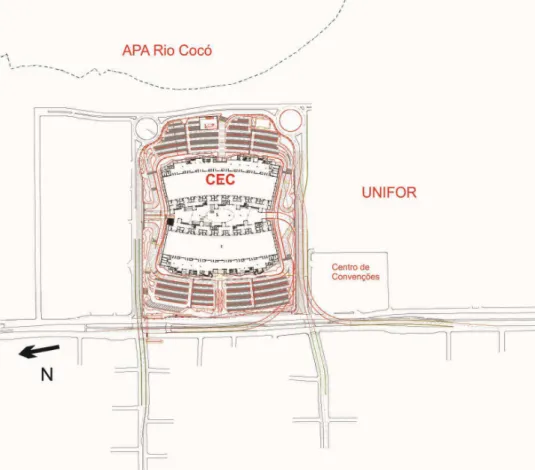 Figura 03: Planta de Situação – Centro de Eventos do Ceará  Fonte: Escritório de Arquitetura ARCHITECTUS 