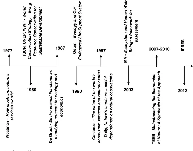 Figura 3  –  Avanços da temática serviços ecossistêmicos ao longo do tempo. 
