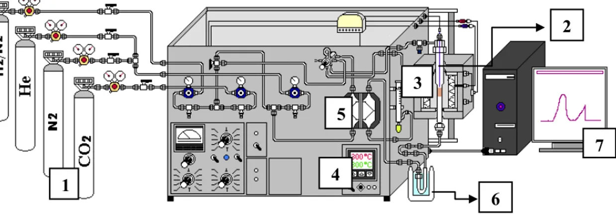 Figura 3.6 – Esquema do sistema de unidade dinâmica para análises de RTP ou TPD-CO 2 