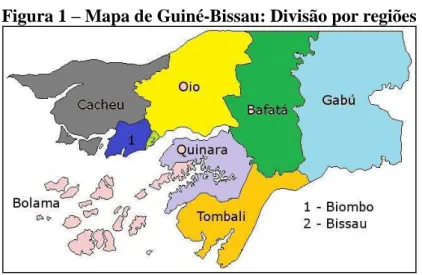 Figura 1  –  Mapa de Guiné-Bissau: Divisão por regiões 