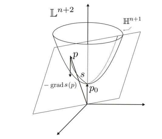 Figura 2: Vetor posi¸c˜ao no espa¸co hiperb´olico