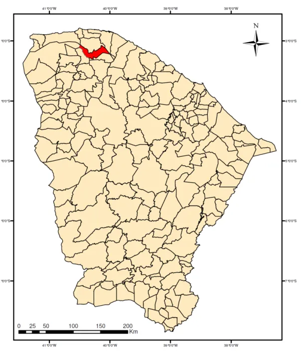 Figura 1.1 - Localização da área da rocha estudada: 