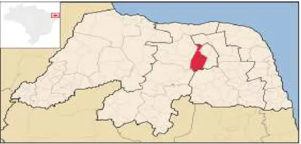 Figura 3. Mapa do Ceará, com destaque para o município de Quixadá.  