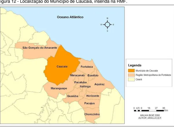 Figura 12 - Localização do Município de Caucaia, inserida na RMF. 