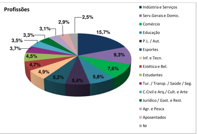 Gráfico 06 - Distribuição da freqüência das Profissões dos entrevistados na Praia do Icaraí.