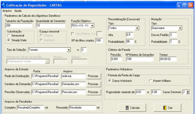 FIGURA 4.1 – Janela principal de entrada de dados do aplicativo CARTAG. 