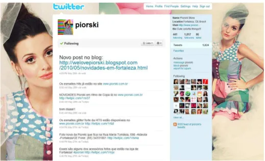 Figura 5 – Perfil da Piorski no Twitter (Fonte: http://www.twitter.com/piorski. Acesso em: 30 mai