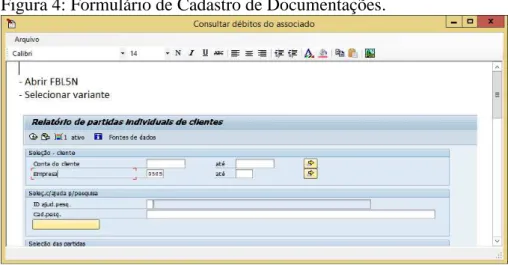 Figura 4: Formulário de Cadastro de Documentações. 