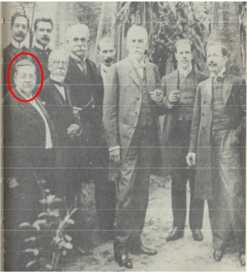 Figura 1: fotografia de um grupo de intelectuais, dentre os quais está Capistrano de Abreu  (1906) – In: SEVCENKO, Nicolau