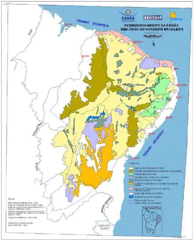 Figura 1 - Delimitação da área de clima semi-árido no Brasil. 