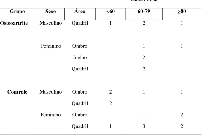 Tabela 3. Número de pessoas por grupo, sexo, membro e faixa etária. 