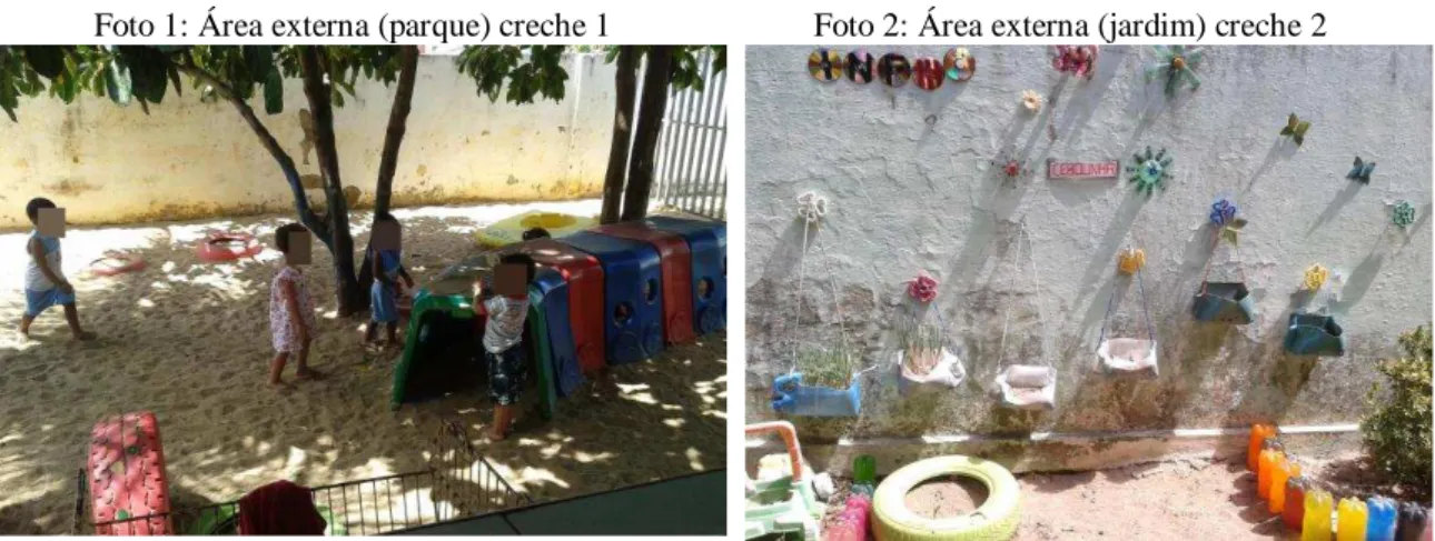 Foto 1: Área externa (parque) creche 1 Foto 2: Área externa (jardim) creche 2