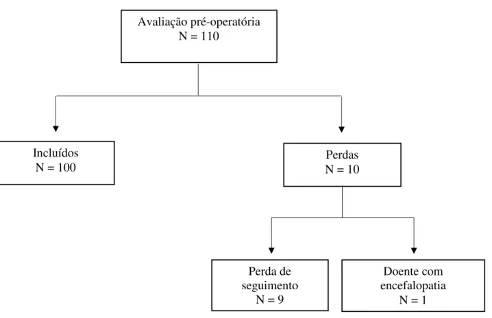 Figura 6 - Organograma de seleção dos doentes avaliados no ambulatório de fígado do  HUWC, candidatos ao transplante de fígado