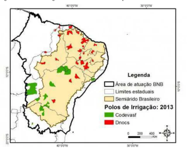 Tabela 1  −  Quantidade de perímetros irrigados implantados pelo DNOCS no Nordeste