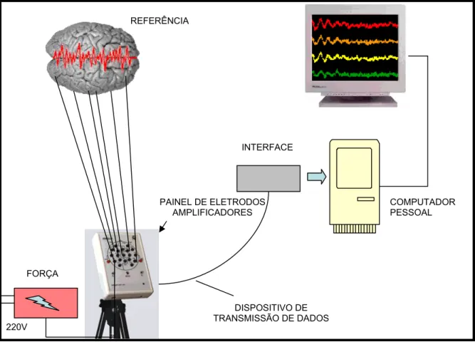 Figura 9. - Sistema de captação, análise e armazenamento dos sinais  eletroencefalográficos e eletrocardiográficos