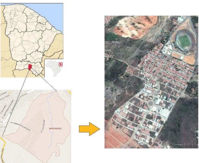 Figura 14 - Bairro Mirandão em Crato-CE  Fonte: Google Earth com adaptações (2015) 