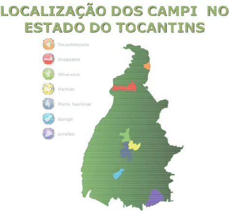 Figura 2 – Localização dos campi da Universidade Federal do Tocantins 