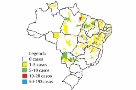 Figura 2 - Distribuição de casos autóctones de Leishmaniose visceral segundo o município