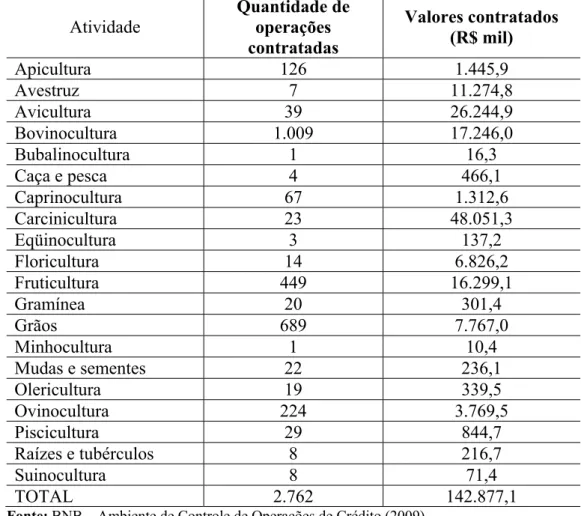 Tabela  2  –  Programa  de  Apoio  ao  Desenvolvimento  Rural  do  Nordeste  (Rural)  –  Quantidade e Valor de Financiamentos de Investimento Agropecuário Realizados pelo  BNB no Estado do Ceará, no Período de 1998 a 2004 