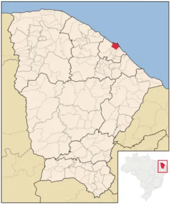 Figura 3 - Posição do Ceará em relação ao Brasil e de Fortaleza em relação ao Ceará 