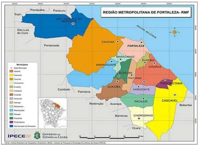 Figura 1 – Região Metropolitana de Fortaleza. Fonte: IPECE, 2009. 