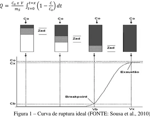 Figura 1  –  Curva de ruptura ideal (FONTE: Sousa et al., 2010). 