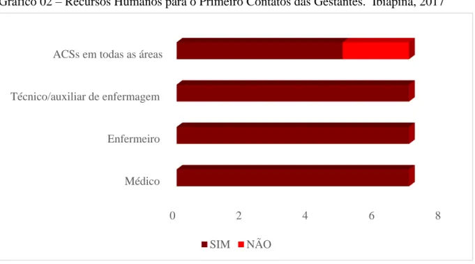 Gráfico 02  –  Recursos Humanos para o Primeiro Contatos das Gestantes.  Ibiapina, 2017 