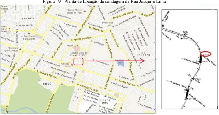 Figura 19 - Planta de Locação da sondagem da Rua Joaquim Lima 