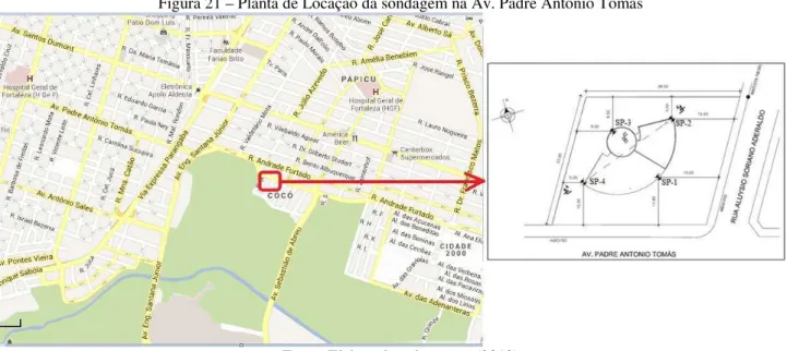 Figura 21 – Planta de Locação da sondagem na Av. Padre Antônio Tomás 