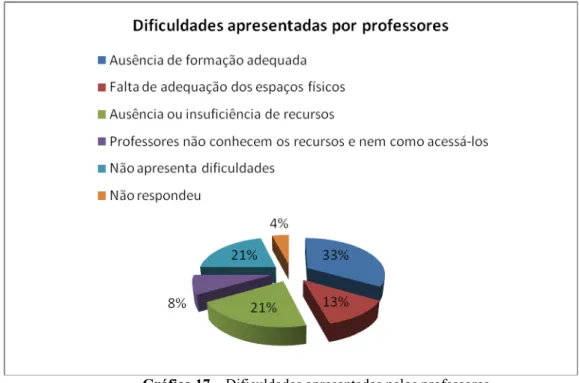 Gráfico 17 ± Dificuldades apresentadas pelos professores 