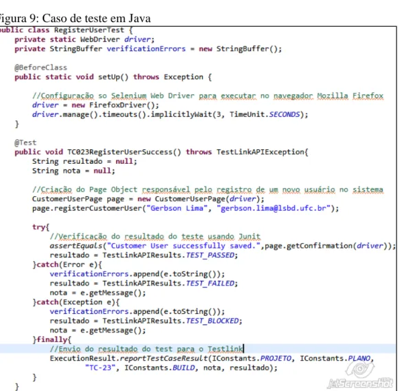 Figura 9: Caso de teste em Java 