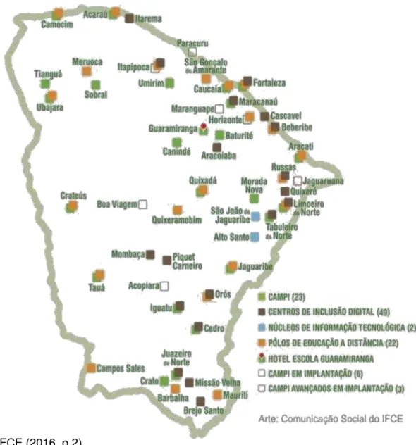 Gráfico 1  –  Distribuição dos campi e polos EAD do IFCE no Ceará 