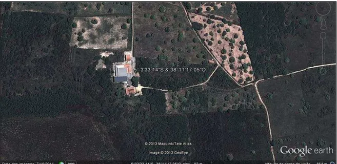 Figura 1  –  Foto de satélite da sede do Apiário Altamira Apícola, em Limoeiro do Norte, CE,  2012