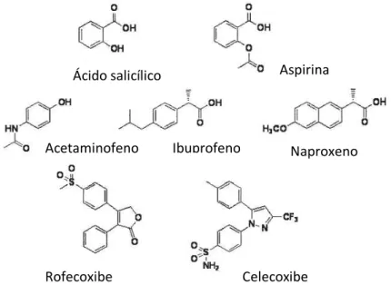 Figura 2. Evolução do ácido salicílico natural para a aspirina sintética e o subseqüente  desenvolvimento  de  várias  drogas  antiinflamatórias  não-esteroidais  e  de  inibidores  da  ciclooxigenase-2 