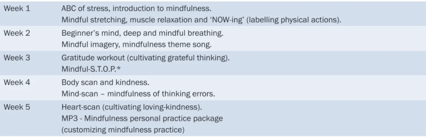 Table 2: The outline of b‑MBCT program