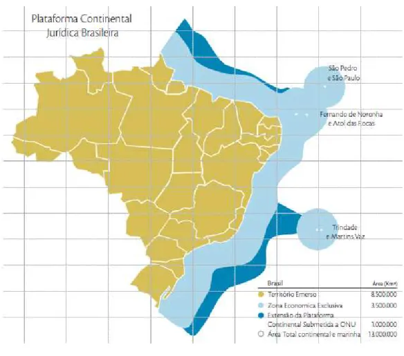 Figura 08 - Localização da Zona Econômica Exclusiva e da plataforma continental jurídica brasileira